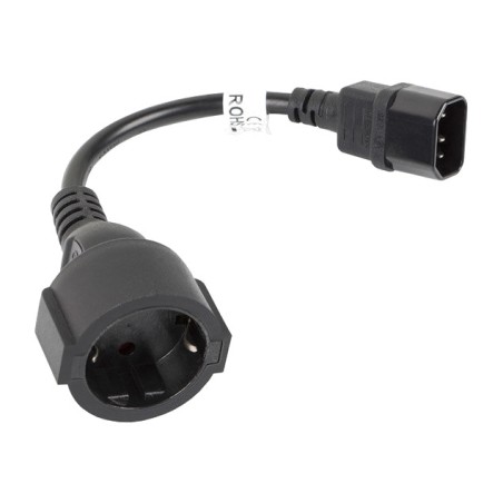 napájecí adaptérový kabel zástrčka na zásuvku schuko iec-c14 cee-7/7 20 cm ca-c14e-10cc-0018-bk