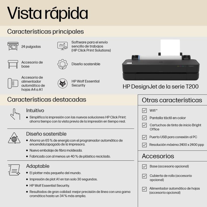 HP Traceur grand format pour plans avec Wi-Fi DESIGNJET-T250