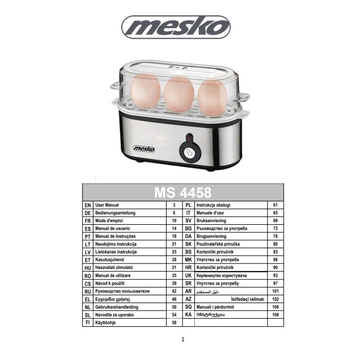 MESKO Varič vajec na 3 vajcia MS4485 350 W 57075