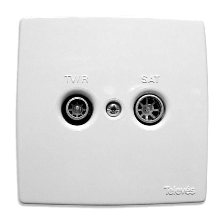 enjoliveur en plastique pour prise tv double r-sat ral 9001