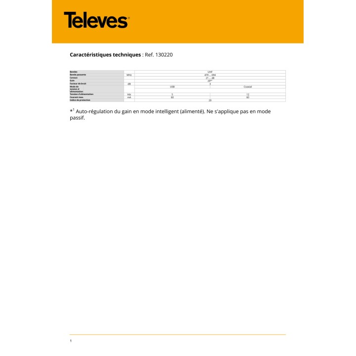 TELEVES Παντοκατευθυντική εσωτερική κεραία TDT δεύτερης