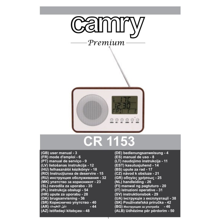 CAMRY Radio FM digitale con sveglia e termometro CR 1153 5,9