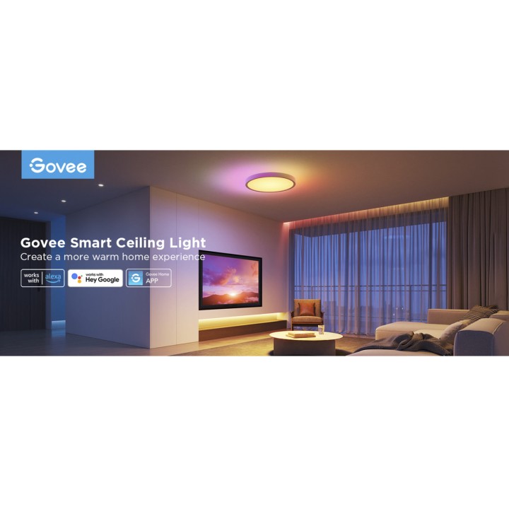 GOVEE Plafón de techo LED inteligente redondo con wifi y Bluetooth RGBWW RGBIC 30 CM H80A1C01 100190369