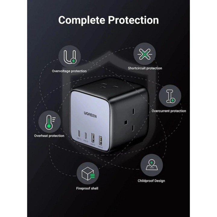 UGREEN Regleta de enchufes en cubo con puertos USB de carga rápida DIGINEST-CUBE 3AC 65W 2A+2C 60113 100202205