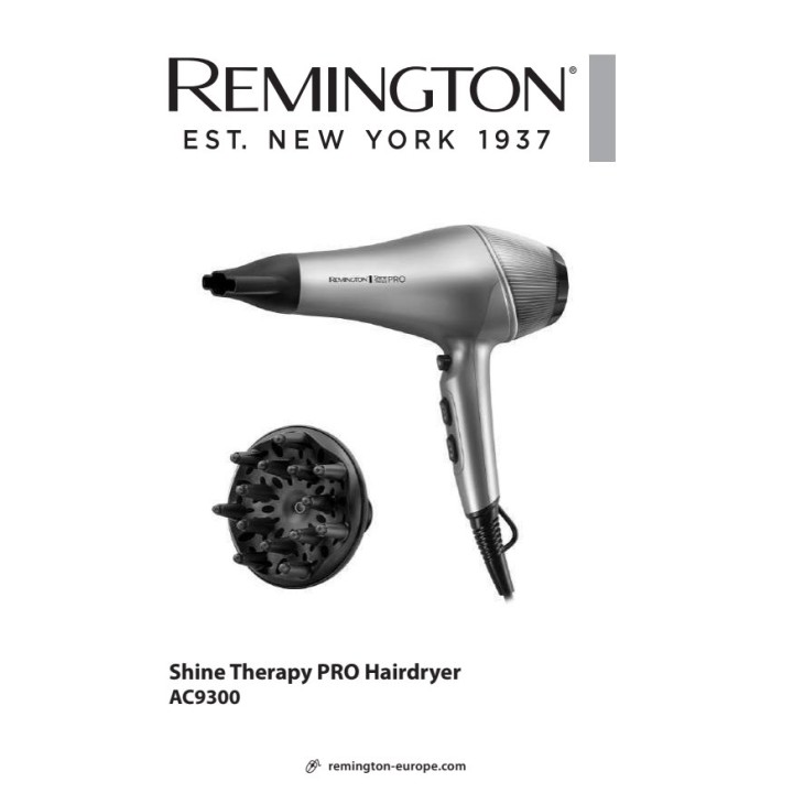 REMINGTON Secador de pelo iónico con aceite de argán SHINE-THERAPY AC9300 2200 W 07930