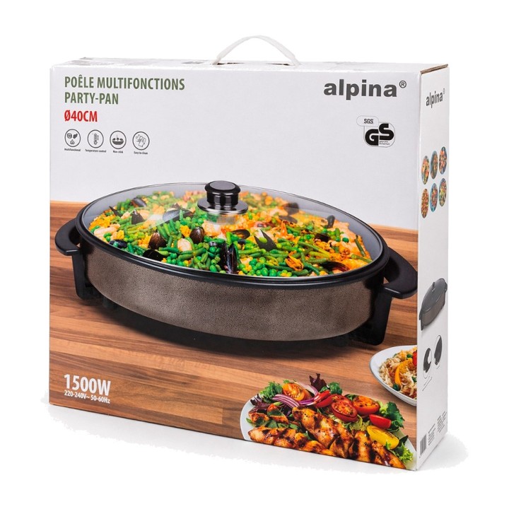 ALPINA Multifunktionel elgryde med låg 1500 W 40 CM 100 MM