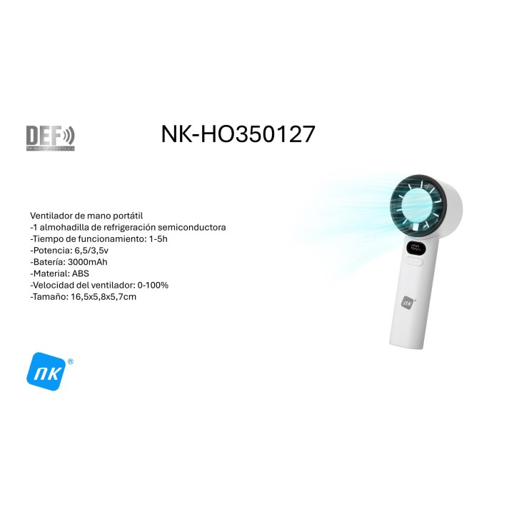 NK Rechargeable handheld fan with cooler 10 W 3000 MAH 16,5