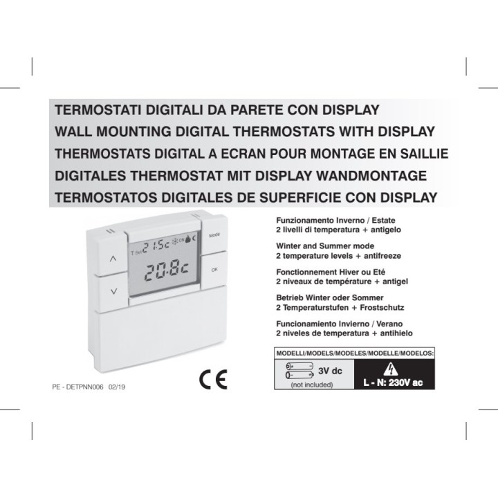 PERRY Battery-powered digital thermostat ZEFIRO-3V 03014