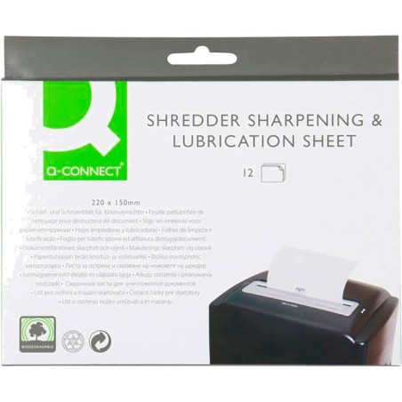 feuilles lubrifiantes pour destructeurs de documents 220x150mm 12 uds