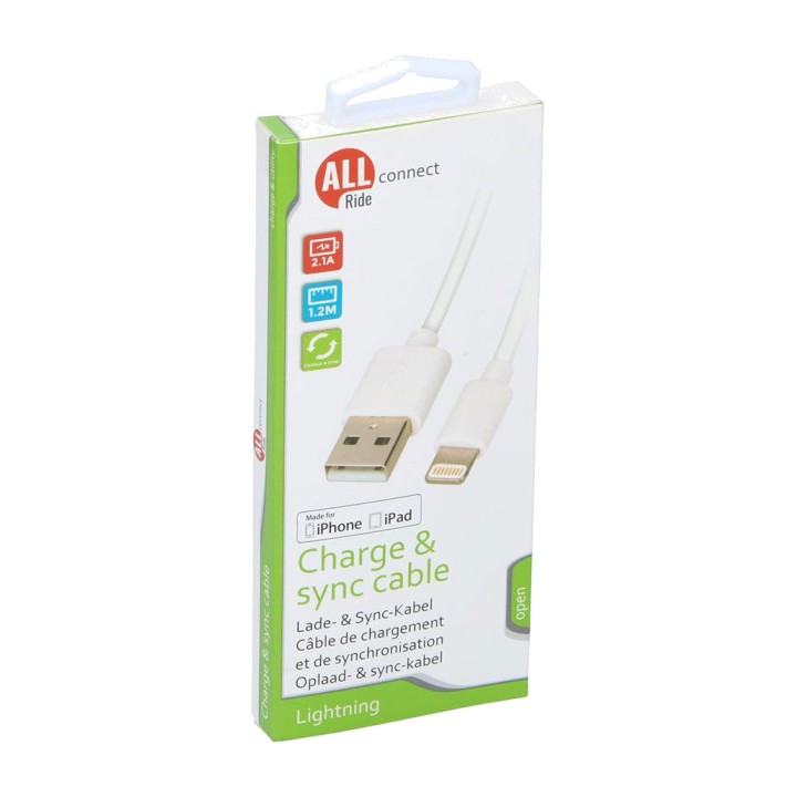 ALL RIDE Cabo de carga e dados USB-A para Lightning 1,2 M