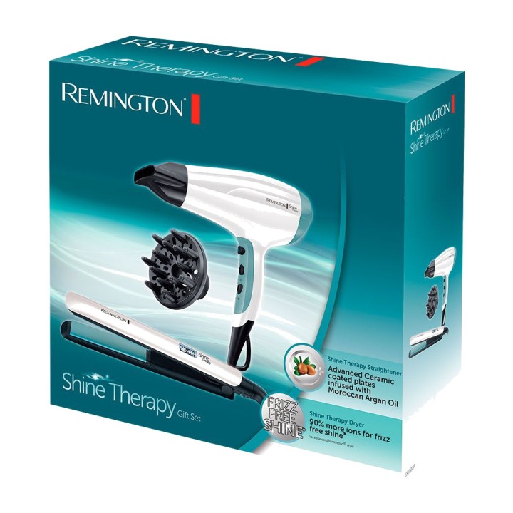 REMINGTON Ensemble sèche-cheveux et lisseur SHINE-THERAPY