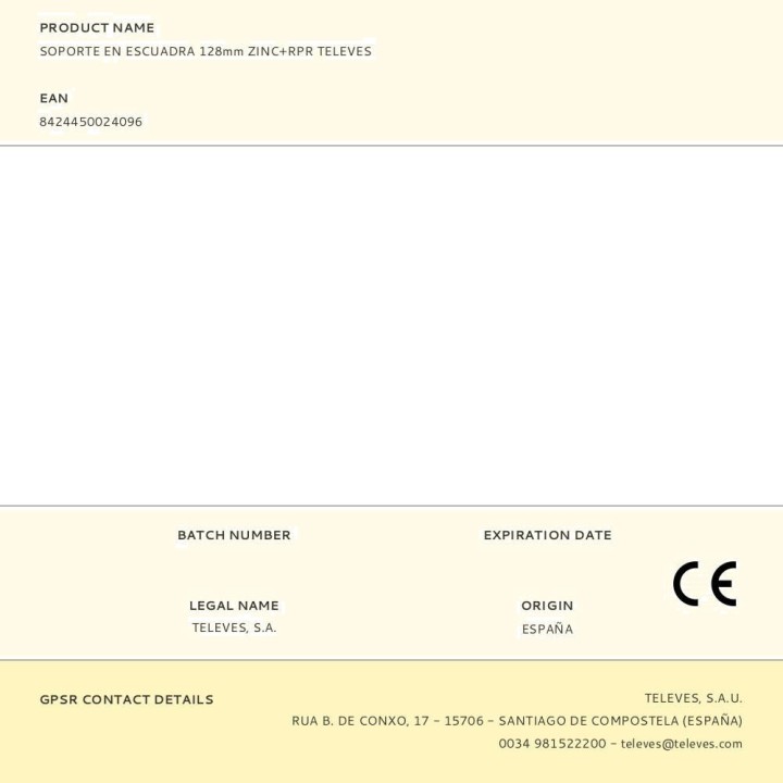 TELEVES Supporto a squadra da parete per palo antenna 128 MM