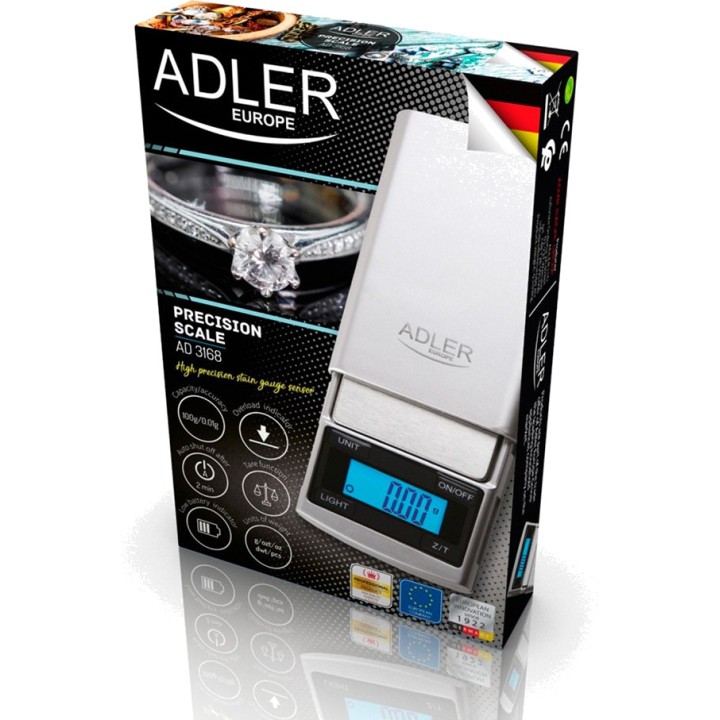 ADLER Bàscula de precisió digital d'acer inoxidable AD3168