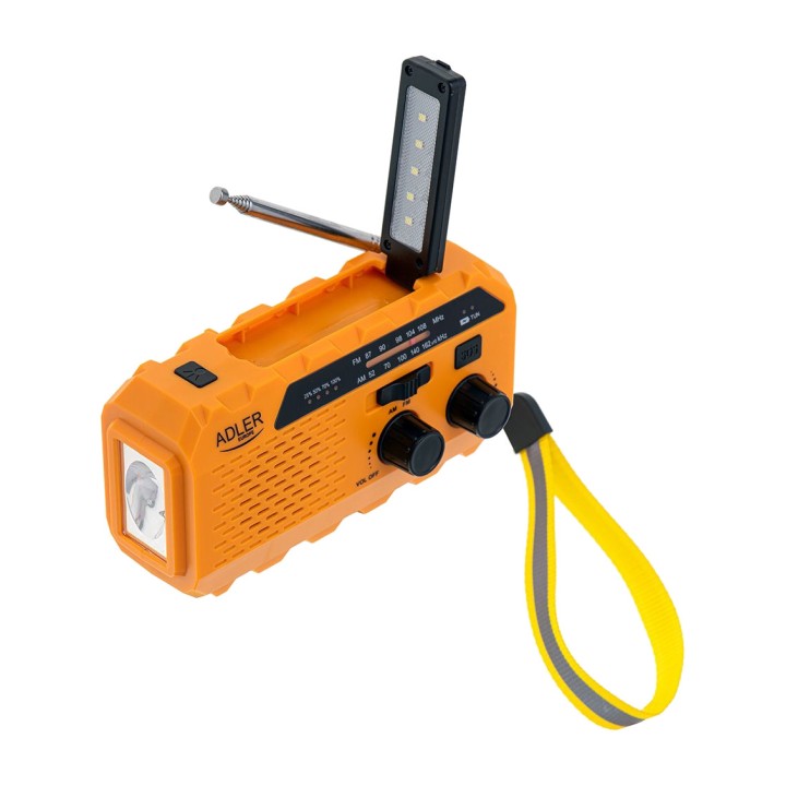 ADLER Portable solar radio with hand crank and flashlight AD