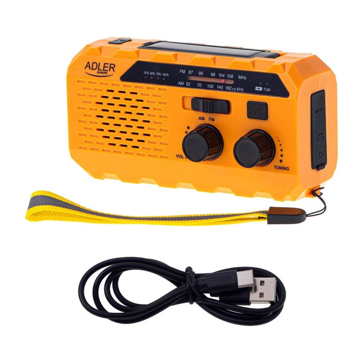 ADLER Radio portatile solare con manovella e torcia AD 1197