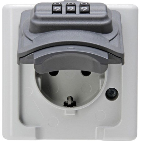 nástenná zásuvka s kódovým zámkom schuko-2p+t 16 a 250 v ip44