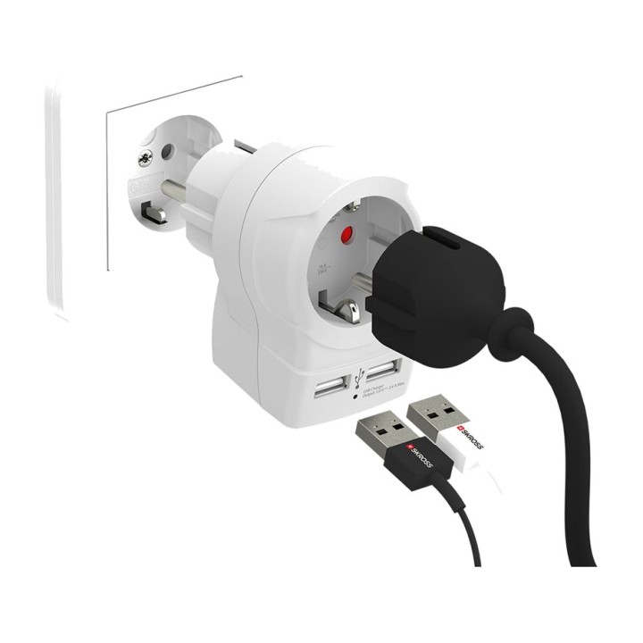 SKROSS Adaptor de priză european cu 2 USB 1500282 40910