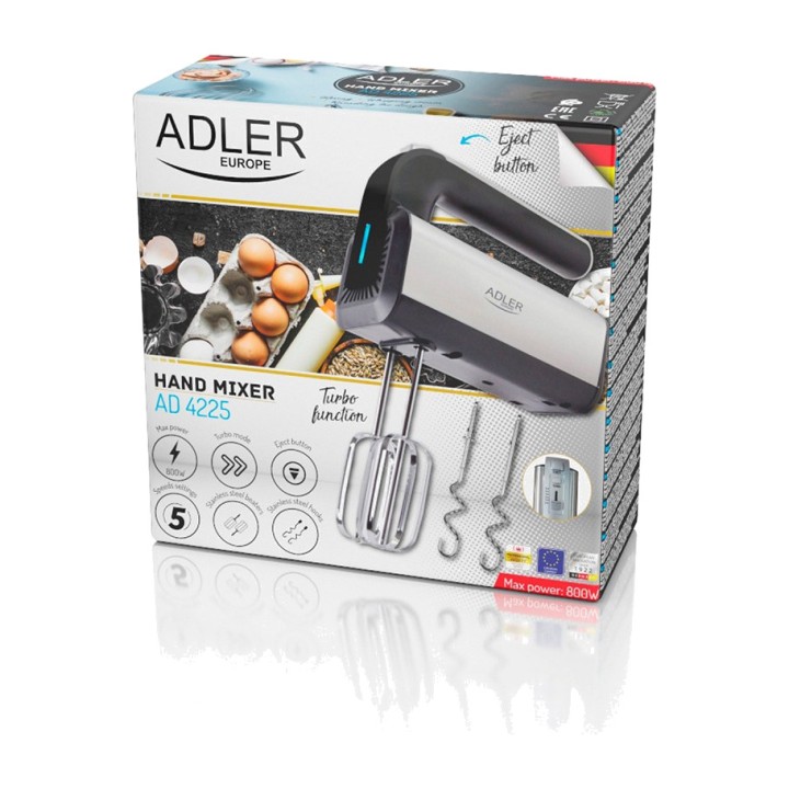 ADLER Batteur-mélangeur à main avec fouets et crochets