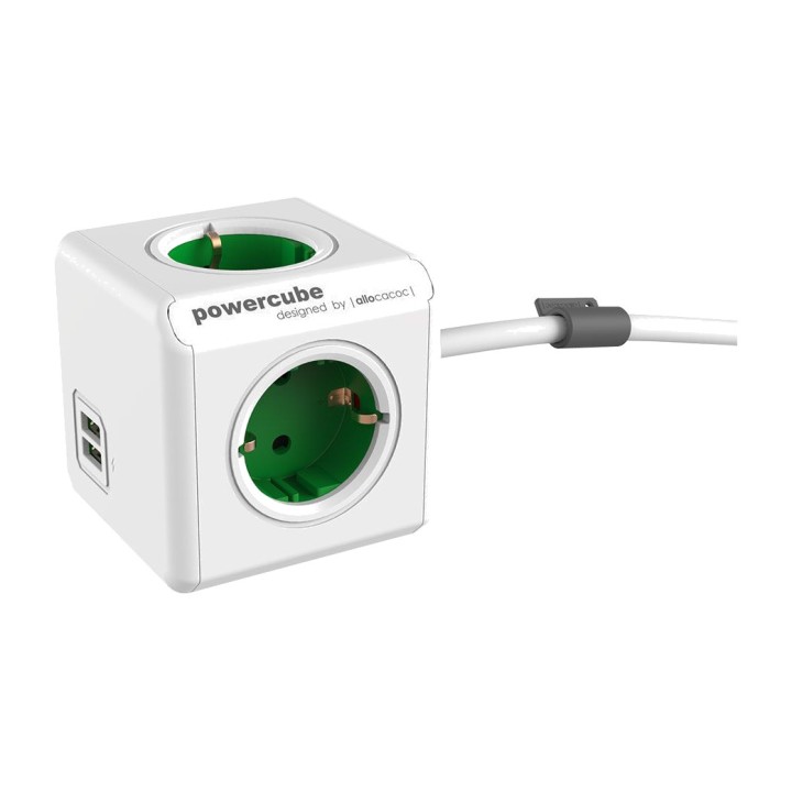 POWERCUBE Prelungitor cu 4 prize și 2 porturi USB EXTENDED