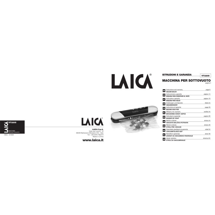 LAICA Envasadora al vacío compacta con función manual VT3205 9 L/MIN 76697