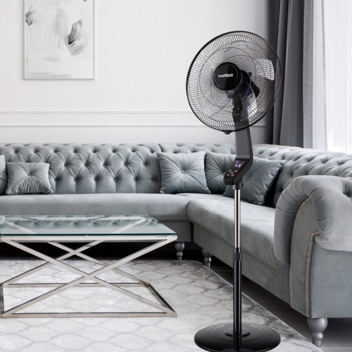 BASTILIPO Pedestal fan with remote control COIN-BLACK 50 W