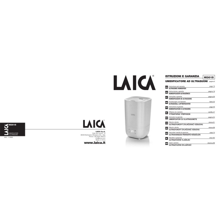 LAICA Humidificador por ultrasonidos y difusor de esencias