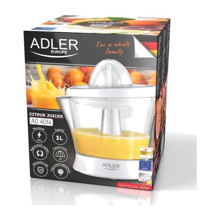 ADLER Electric citrus juicer with 2 cones AD4014 60 W 1 L