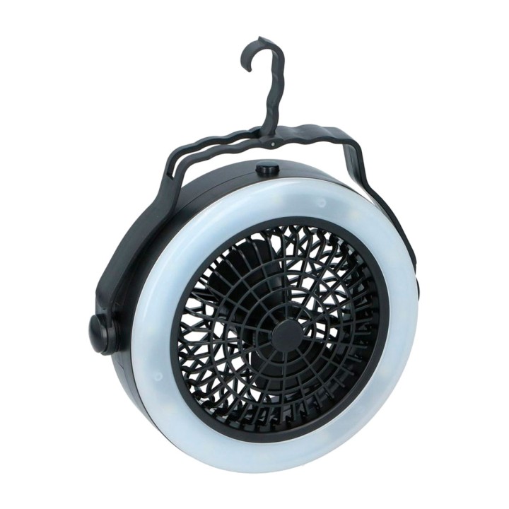 GRUNDIG Ventilador portátil con luz LED a pilas y gancho