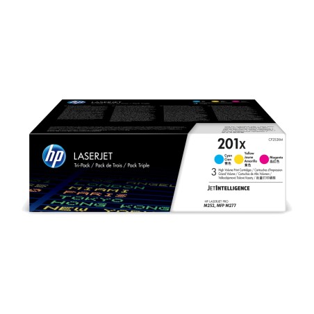 pack con cartuchos de tóner alta capacidad cian, magenta y amarillo originales laserjet-201x 3 uds
