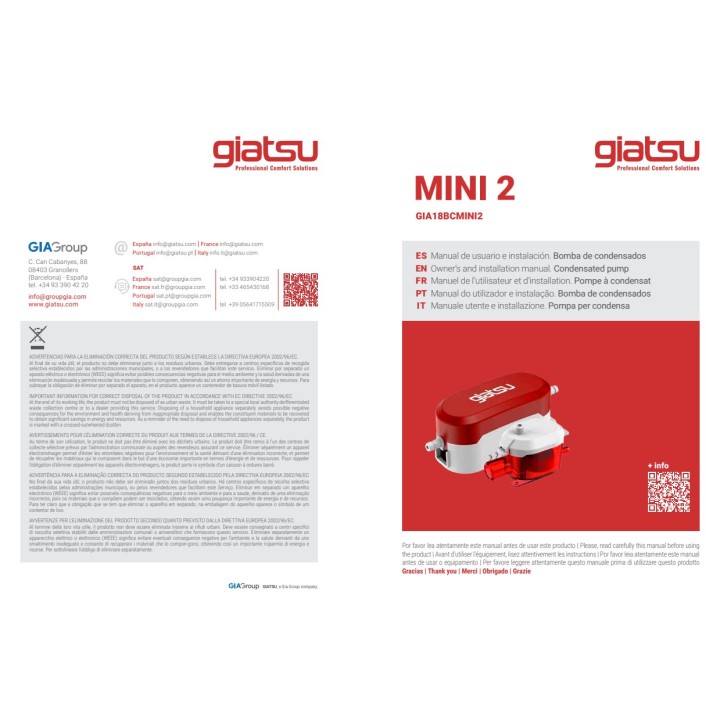 GIATSU Kondenzační čerpadlo pro klimatizaci 18 L/H 5 M 230 V