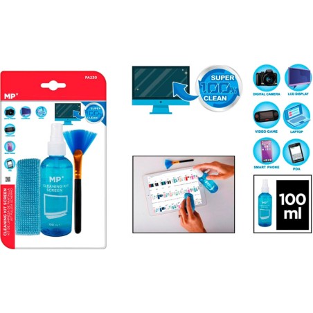 lcd-bildschirm-reinigungsset mit flüssigkeit, bürste und mikrofasertuch 100 ml