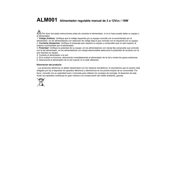 NIMO Alimentador electrónico regulable con 6 clavijas intercambiables 3-12V 1500 MA 03102