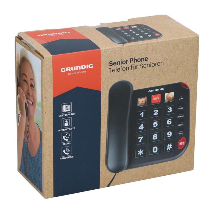 GRUNDIG Telefono fisso per anziani con vivavoce e memorie di