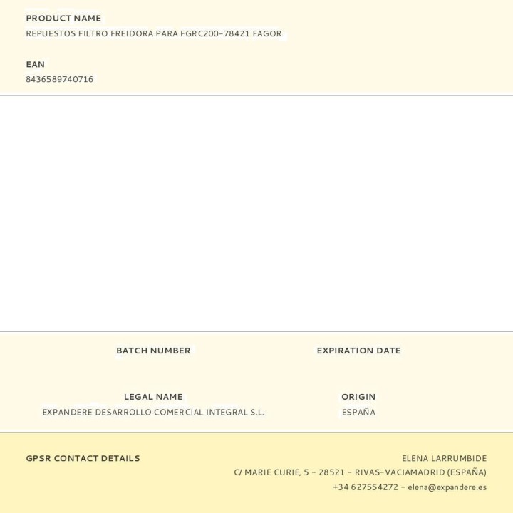 FAGOR Nadomestni filter za cvrtnik FGRC200/78421 78486