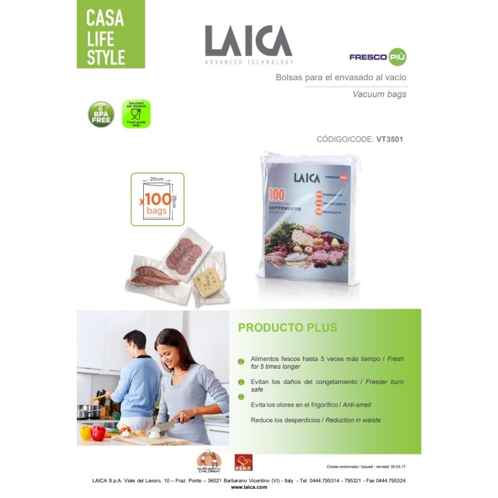 LAICA Vákuumos tartósító zacskók VT3501 20X28CM 100 UDS