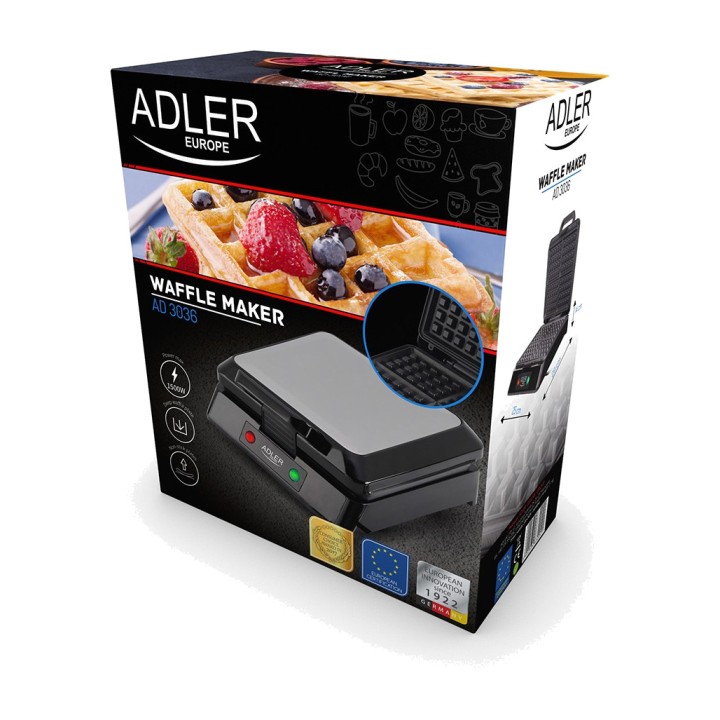 ADLER Elektrisches Waffeleisen für 4 Waffeln AD3036 1500 W