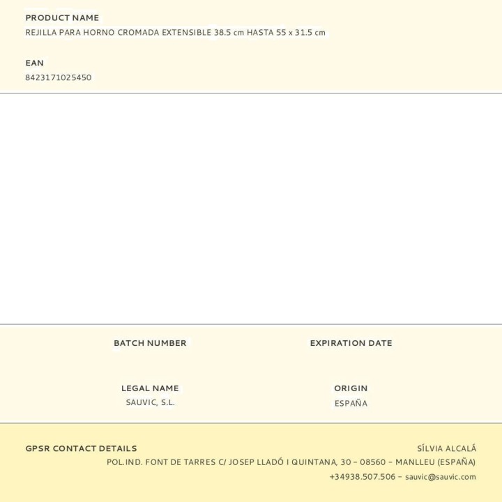 SAUVIC Griglia estensibile per forno 38,5-55X31,5CM 73814