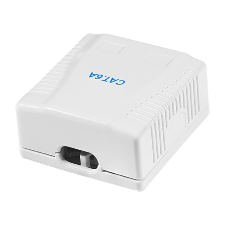 aufputzdose mit 2 geschirmten rj45-anschlüssen cat.6a 500 mhz