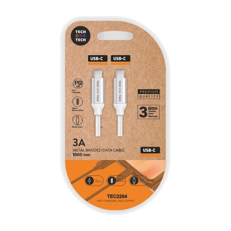 cable trenzado de nylon con doble conector usb-c pd 3 a 1 m