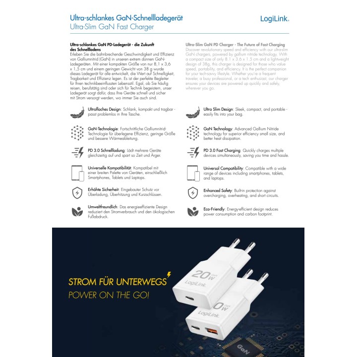 LOGILINK USB-C-netlader GAN 30 W 51727