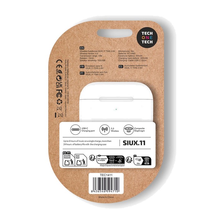 TECH ONE Écouteurs Bluetooth sans fil avec étui de recharge