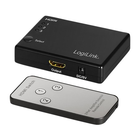 3-port hdmi switch with remote control 1080p 60hz