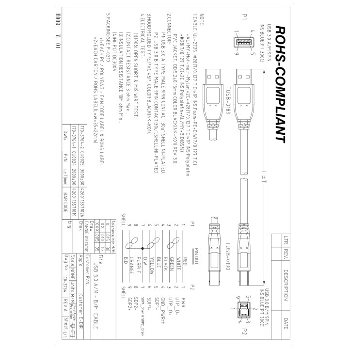 LOGILINK Cable USB de conector A B 3.0 2 M (2UD) 51264