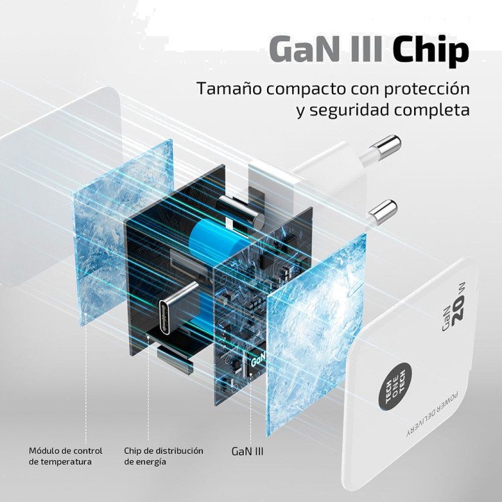 TECH ONE Szybka ładowarka sieciowa USB-C GAN PD 20 W 51163