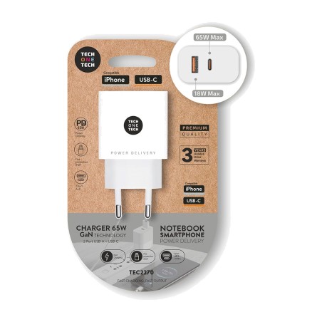 rýchla sieťová nabíjačka usb-c a usb-a pd 65 w