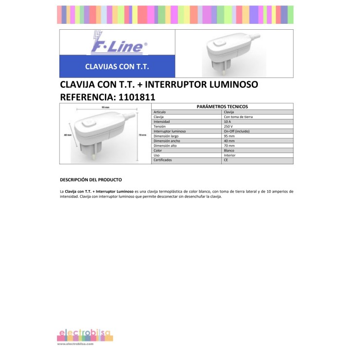 F-LINE Zástrčka schuko s osvetleným vypínačom 16 A 250 V