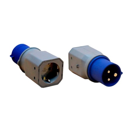 industriadapter fra han til schuko-hun cetac 2p+t 16 a 250 v ip44