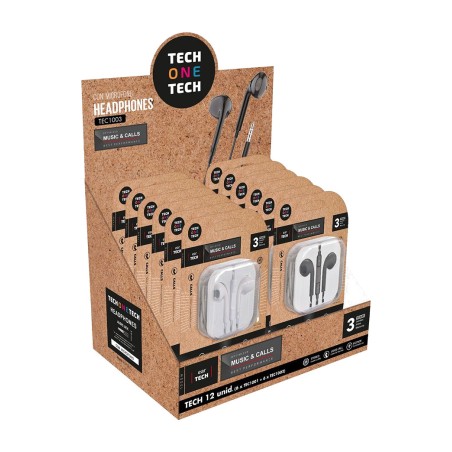 espositore per auricolari con cavo e microfono eartech-jack-12 uds