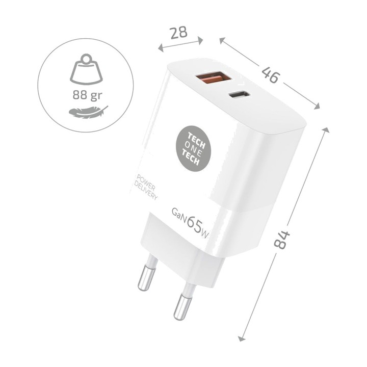 TECH ONE Caricatore da rete per laptop e cellulare con cavo