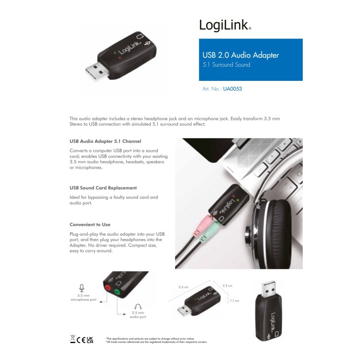 LOGILINK Externe USB-Soundkarte 5.1 51316